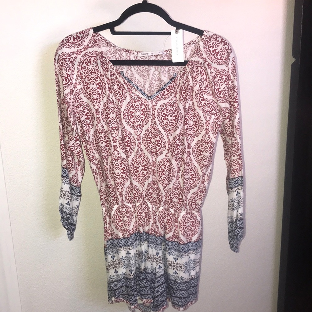 New! Fraiche By J Paisely long sleeve Romper